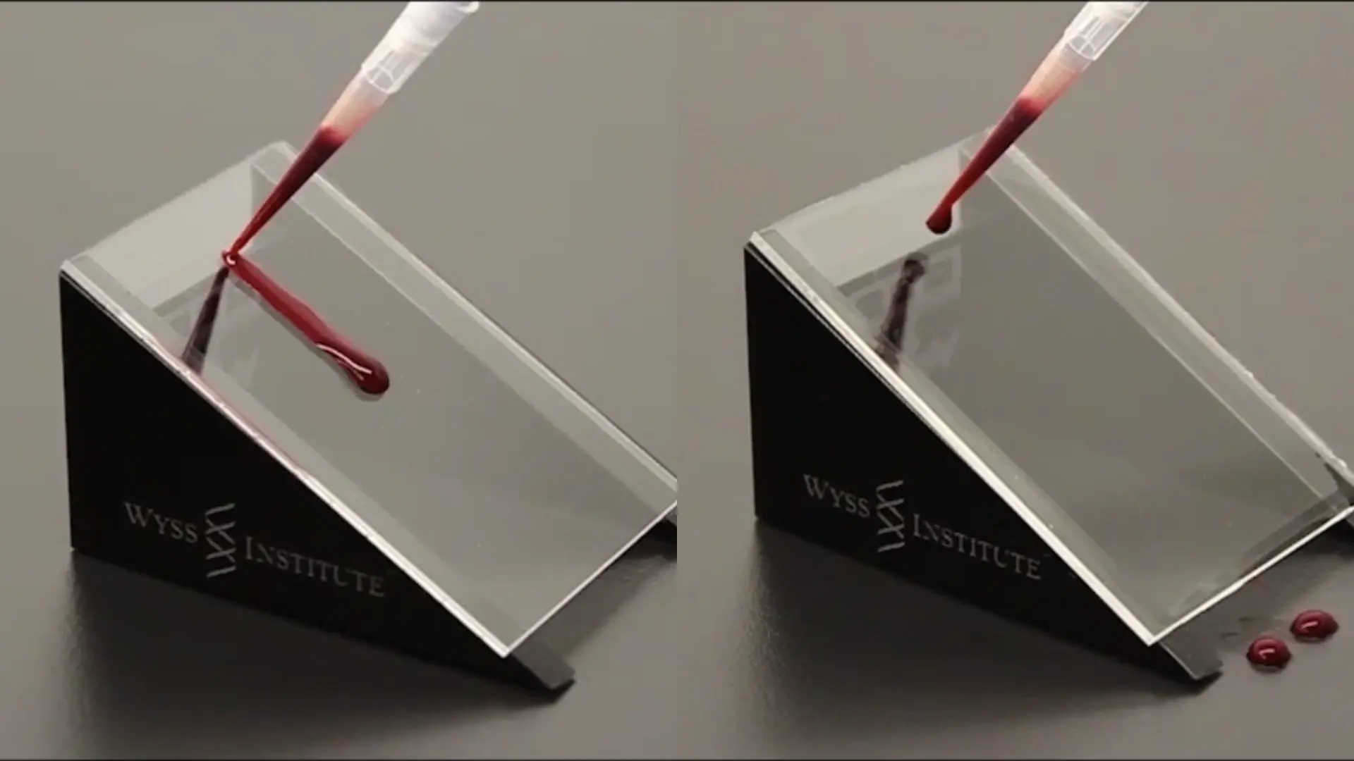 Laboratory comparison of liquid behaviour on untreated and treated surfaces